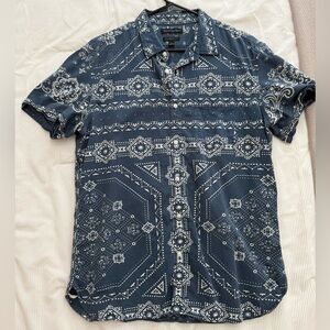 Banana Republic Navy Patterned Button Down Shirt